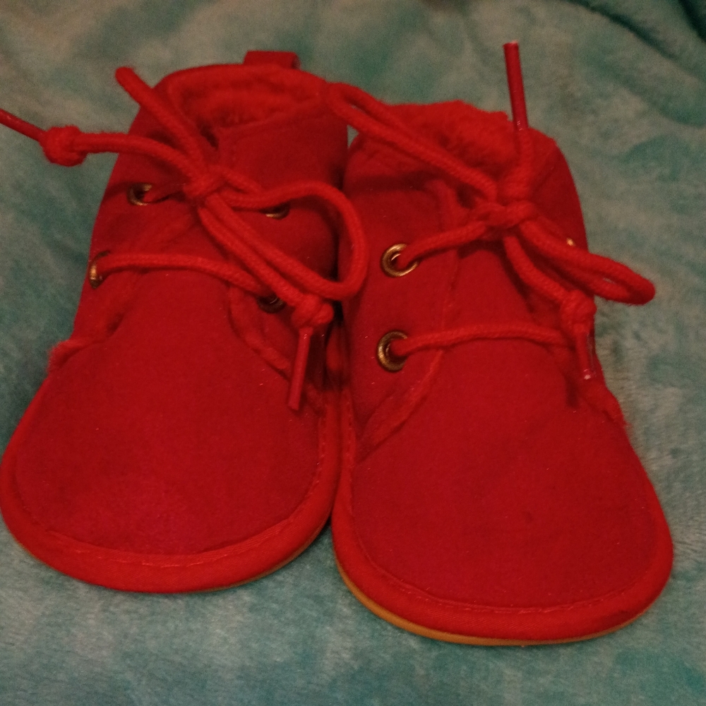 Red Velvet Lace-Up Baby Walker Shoes